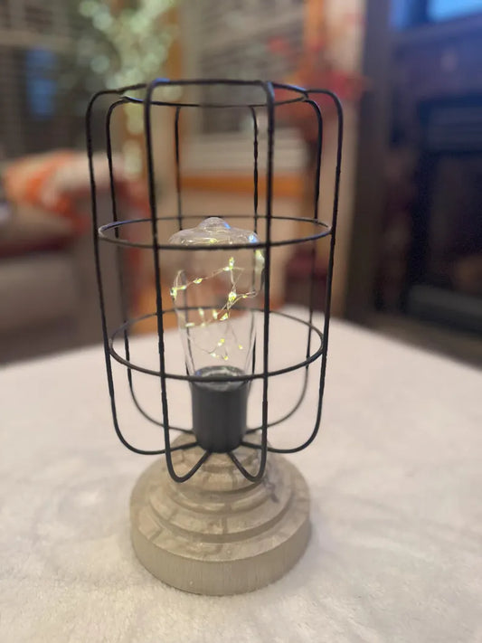 Rustic White Base LED Lantern - 9.5” Tall Farmhouse Decorative Candle Holder
