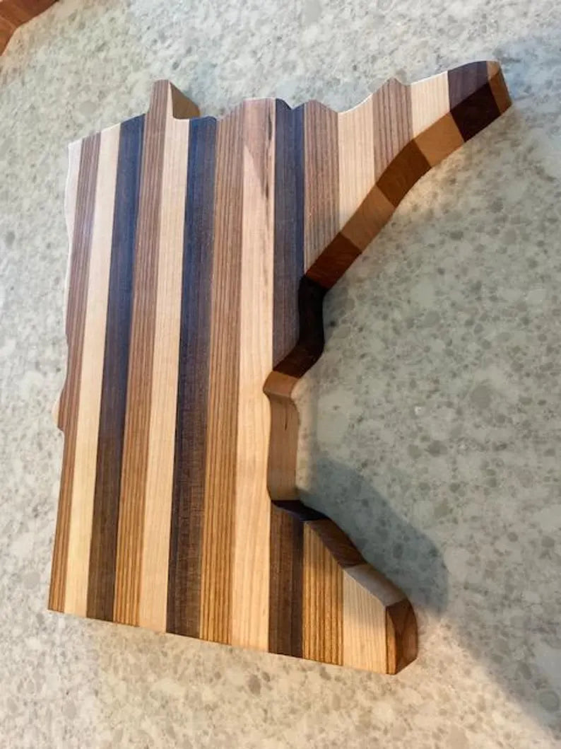 Handmade Minnesota Cutting Board: Black Walnut, Oak & Maple Wood 07.15
