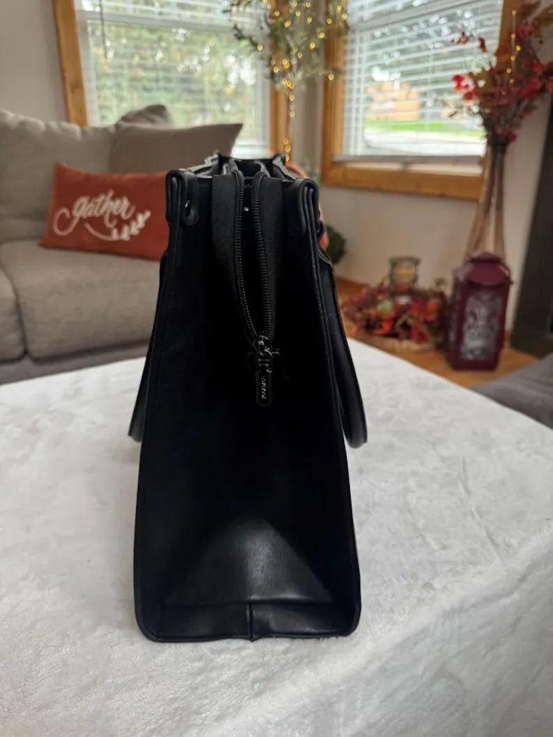 LOVEVOOK Leather Laptop Tote Bag Set: 15.6" Briefcase & Cosmetic Pouch