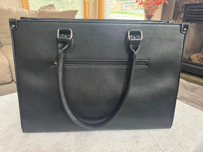 LOVEVOOK Leather Laptop Tote Bag Set: 15.6" Briefcase & Cosmetic Pouch