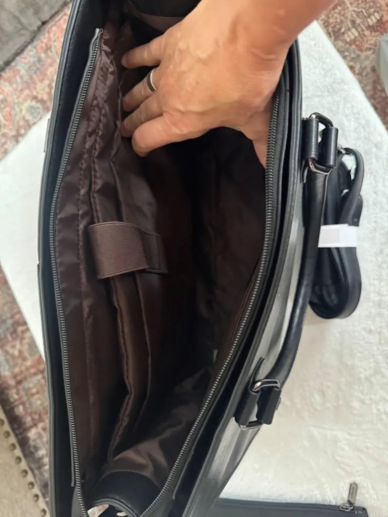 LOVEVOOK Leather Laptop Tote Bag Set: 15.6" Briefcase & Cosmetic Pouch