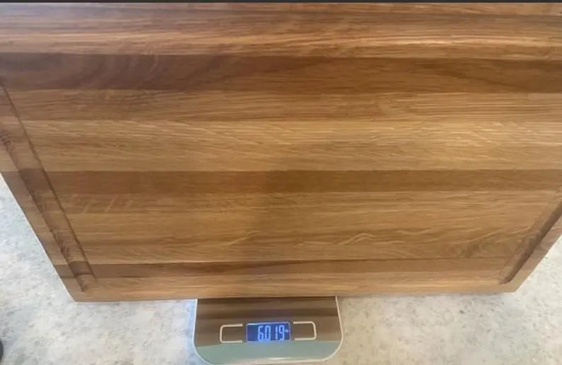 Handmade Oak Cutting Board: Edge Grain Butcher Block with Juice Groove 07.31