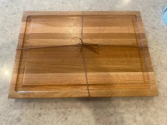 Handmade Oak Cutting Board: Edge Grain Butcher Block with Juice Groove 07.31