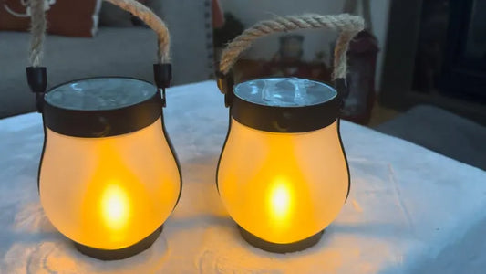 Waterproof Solar Lantern with Dancing Flame & Hemp Rope