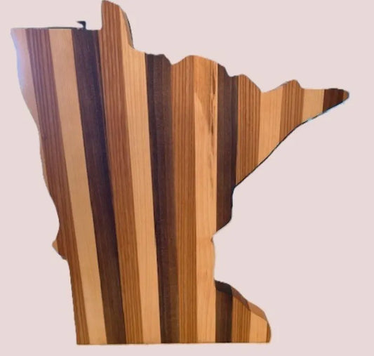 Handmade Minnesota Cutting Board: Black Walnut, Oak & Maple Wood 07.15