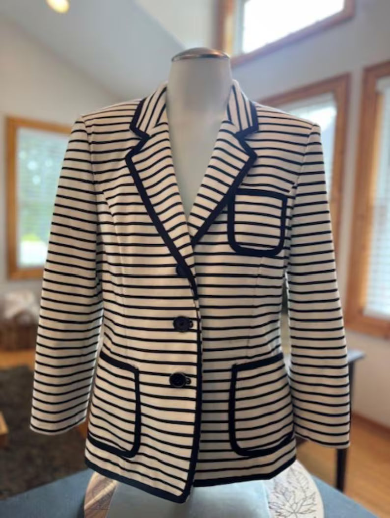Nine West Striped Blazer | Women’s Career Style Jacket Size 6