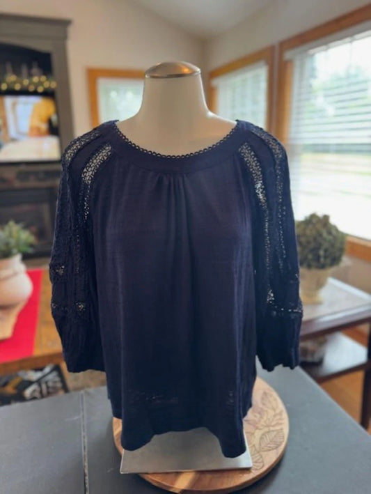 Navy Summer Blouse for Women | Lightweight & Breathable Cotton Blouse