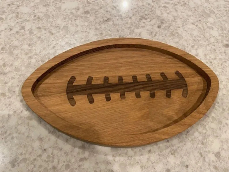 Handcrafted Football-Shaped Oak Cutting Board - Sports Lover's Charcuterie Tray 07.19