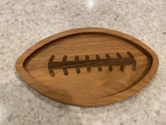 Handcrafted Football-Shaped Oak Cutting Board - Sports Lover's Charcuterie Tray 07.19