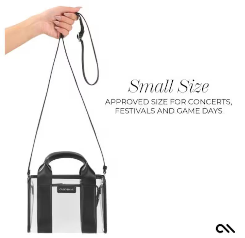 Case-Mate Clear Stadium Bag Black Trim | Transparent Crossbody Purse | Concert or Game Day Bag