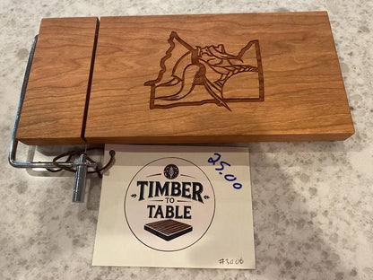 Board 07.30.06 Minnesota Viking Cheese Slicer – Cherry Wood Board by Timber to Table, Handmade Kitchen Gift