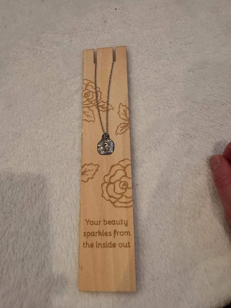 Elegant Silver Pendant Necklace with Clear Crystal – Handmade Minimalist Jewelry Gift for Her