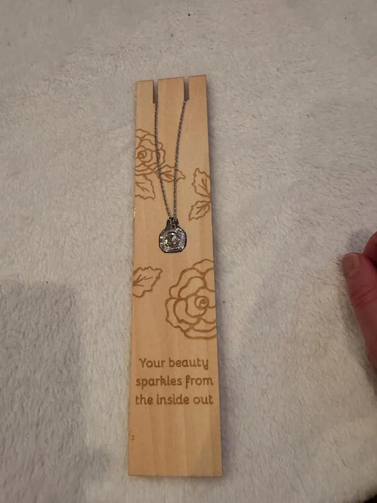 Elegant Silver Pendant Necklace with Clear Crystal – Handmade Minimalist Jewelry Gift for Her