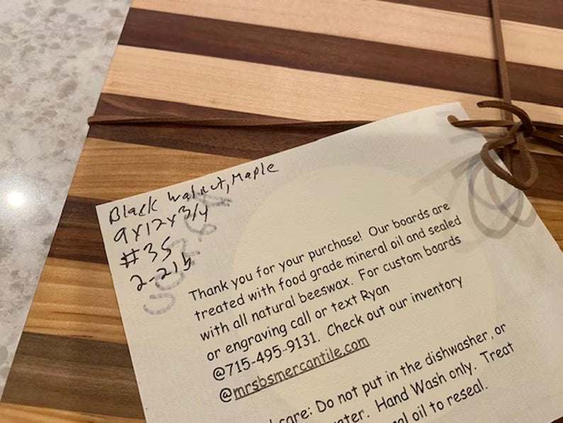 Unique Black Walnut & Maple Cutting Board | Personalized 9x12 Food Safe Serving Board 07.35