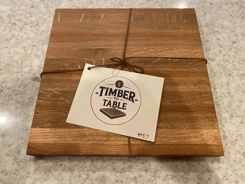 Handmade Oak Cutting Board: Food Safe Beeswax Finish (11.5" x 11.5")