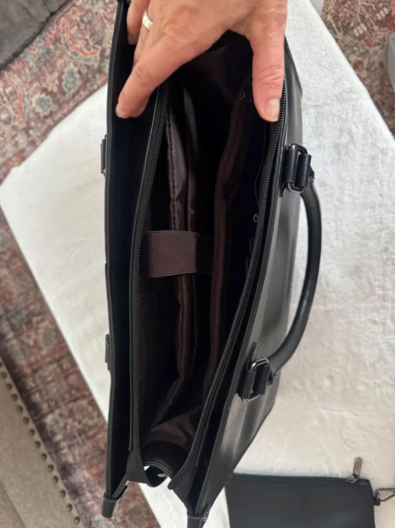 LOVEVOOK Leather Laptop Tote Bag Set: 15.6" Briefcase & Cosmetic Pouch