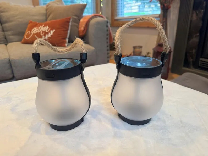 Waterproof Solar Lantern with Dancing Flame & Hemp Rope