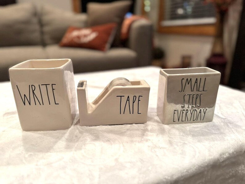 Rae Dunn Ceramic Desk Organizer Set: Farmhouse Office Decor