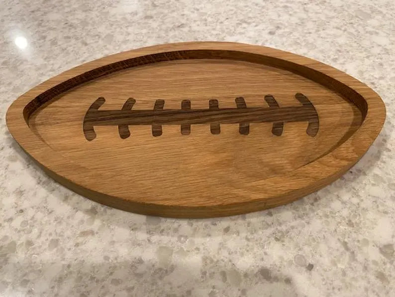 Handcrafted Football-Shaped Oak Cutting Board - Sports Lover's Charcuterie Tray 07.19
