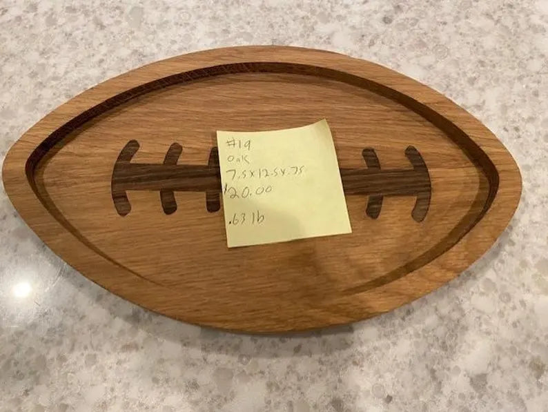 Handcrafted Football-Shaped Oak Cutting Board - Sports Lover's Charcuterie Tray 07.19
