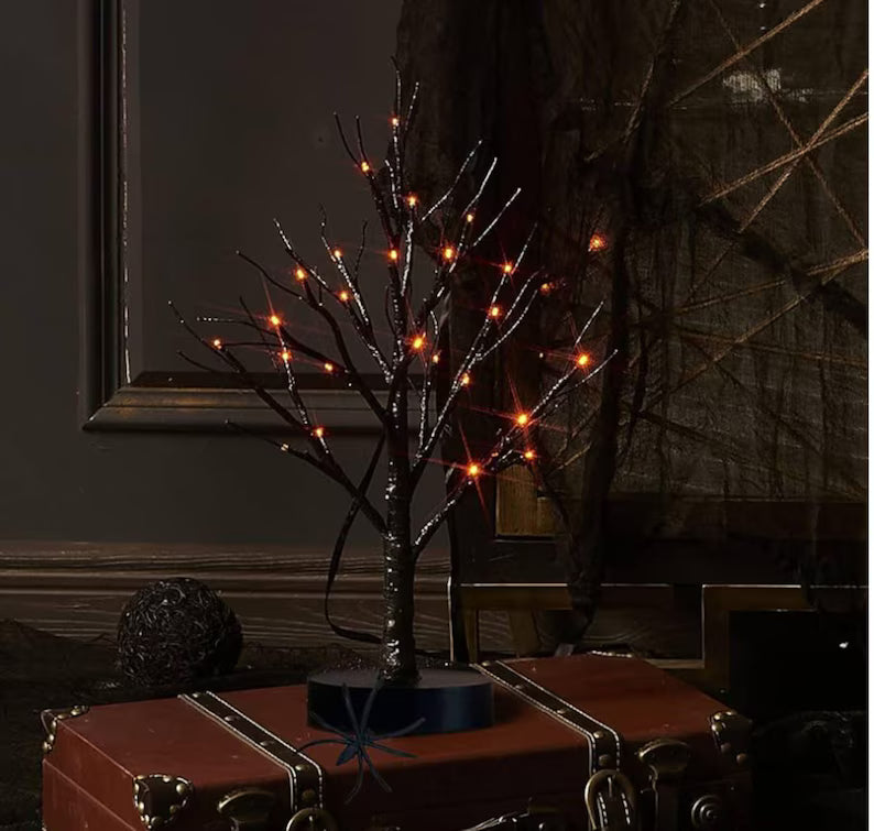 24” LED Orange Light Tree Lamp – Battery Operated Halloween & Fall Decor Light