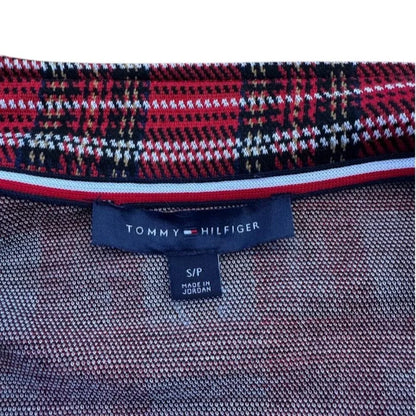 Tommy Hilfiger Red Plaid Knit Blazer Jacket Women’s Small Military Style