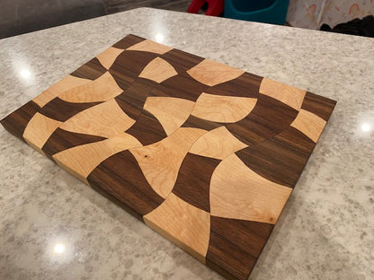Board 07.21 Drunken Cutting Board – Maple & Black Walnut, 14x10" Wavy Edge Cheese & Chopping Board | Unique Foodie Gift