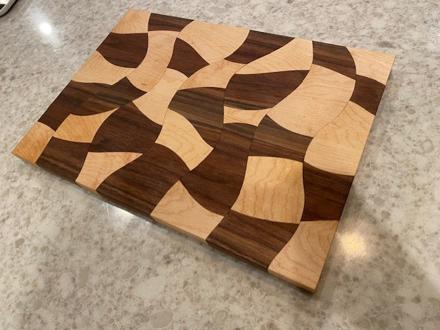 Board 07.21 Drunken Cutting Board – Maple & Black Walnut, 14x10" Wavy Edge Cheese & Chopping Board | Unique Foodie Gift