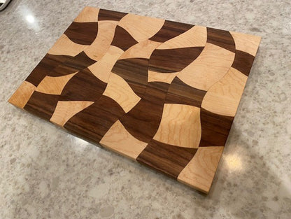 Board 07.21 Drunken Cutting Board – Maple & Black Walnut, 14x10" Wavy Edge Cheese & Chopping Board | Unique Foodie Gift
