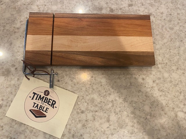 Board 07.30.01  Hardwood Cutting Board with Counter Clamp | Cherry, Walnut & Maple