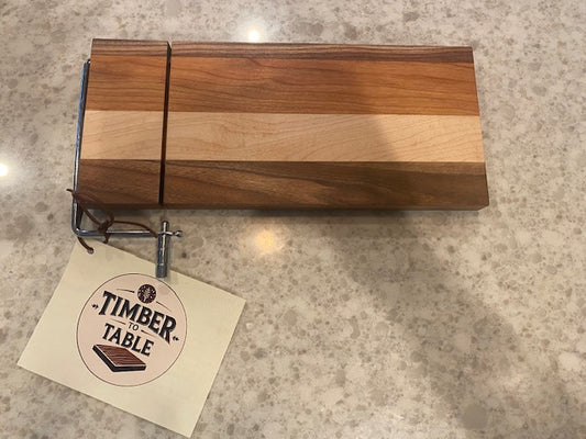 Board 07.30.01  Hardwood Cutting Board with Counter Clamp | Cherry, Walnut & Maple