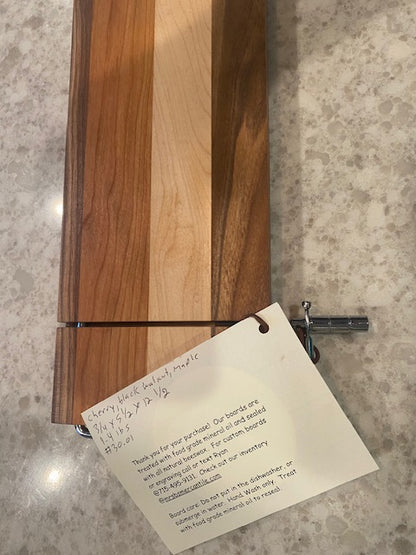 Board 07.30.01  Hardwood Cutting Board with Counter Clamp | Cherry, Walnut & Maple
