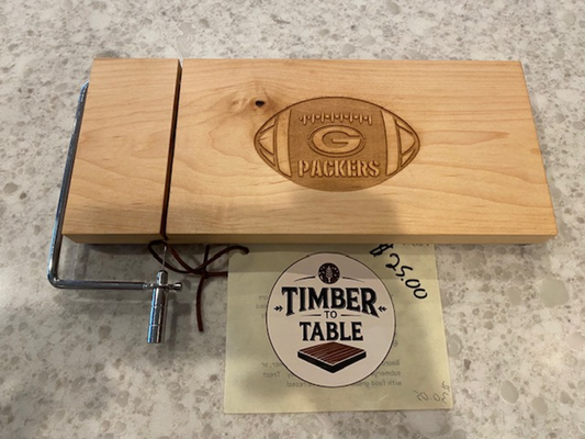 Board 07.30.05  Green Bay Packers Engraved Maple Cutting Board with Counter Clamp | Style #30.05