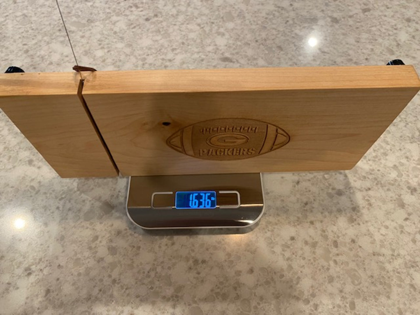 Board 07.30.05  Green Bay Packers Engraved Maple Cutting Board with Counter Clamp | Style #30.05