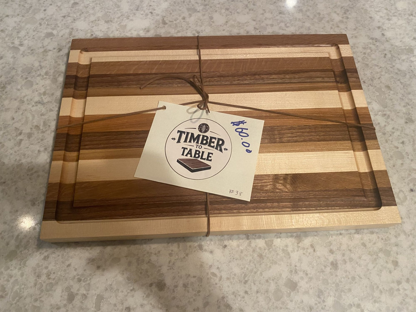 Handcrafted Edge Grain Cutting Board – Maple, Oak, Cherry & Walnut | 11x16x1 | Juice Groove | Wood Serving or Charcuterie Board 07.38