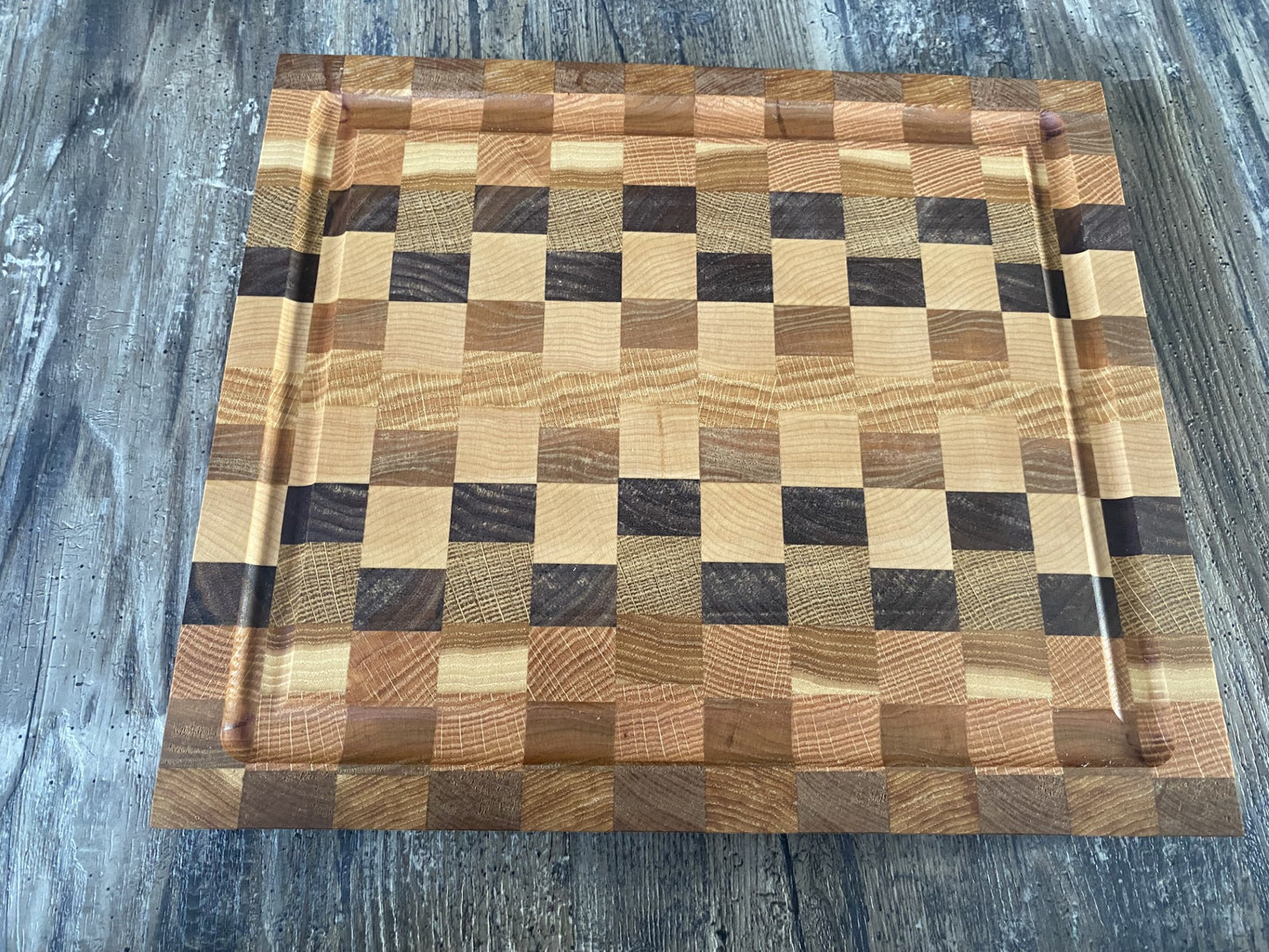 End Grain Cutting Board – Walnut, Maple, Oak & Cherry | Handmade Artisan Butcher Block 07.46