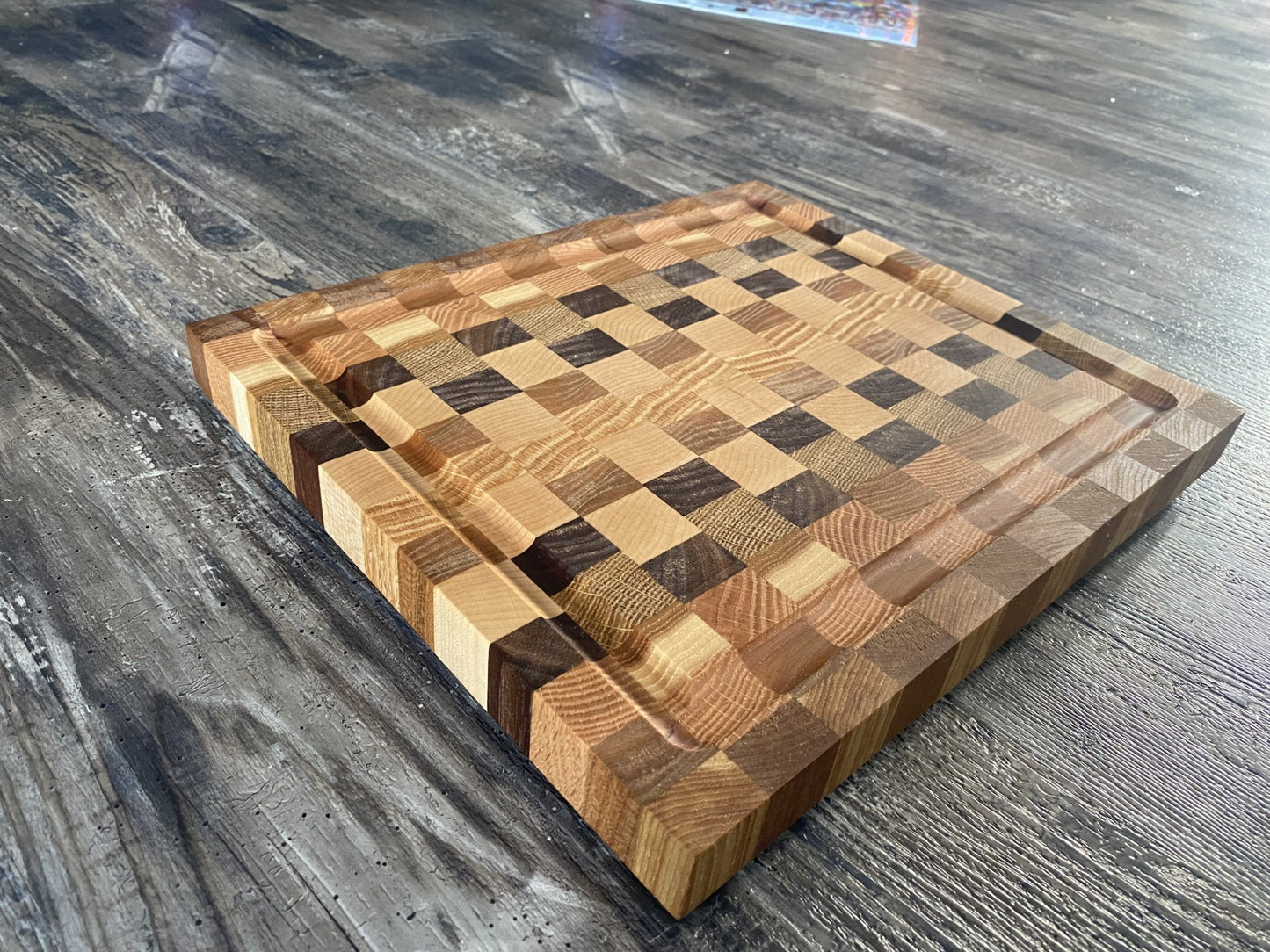 End Grain Cutting Board – Walnut, Maple, Oak & Cherry | Handmade Artisan Butcher Block 07.46