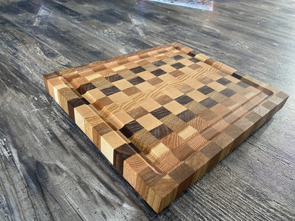 Board 07.46 End Grain Cutting Board – Walnut, Maple, Oak & Cherry | Handmade Artisan Butcher Block