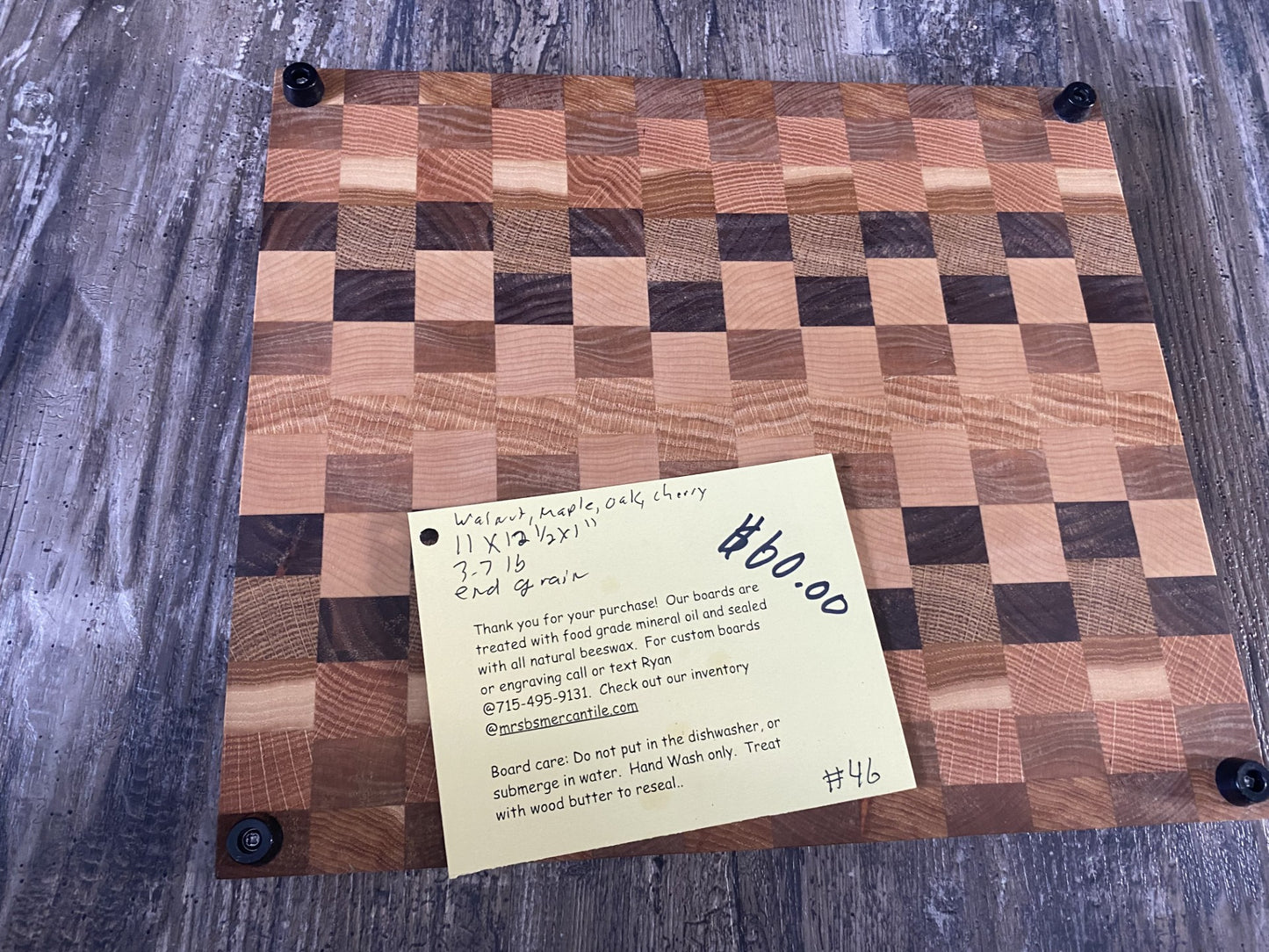 End Grain Cutting Board – Walnut, Maple, Oak & Cherry | Handmade Artisan Butcher Block 07.46